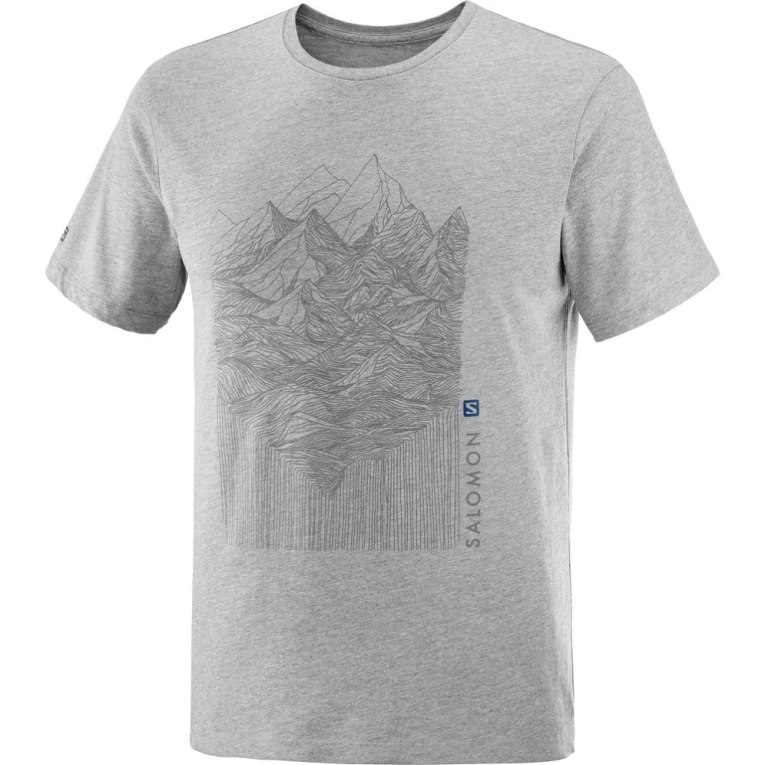 Grey Salomon Outlife Graphic Mountain Heather Short Sleeve Men's T-Shirts | IE OZ5192